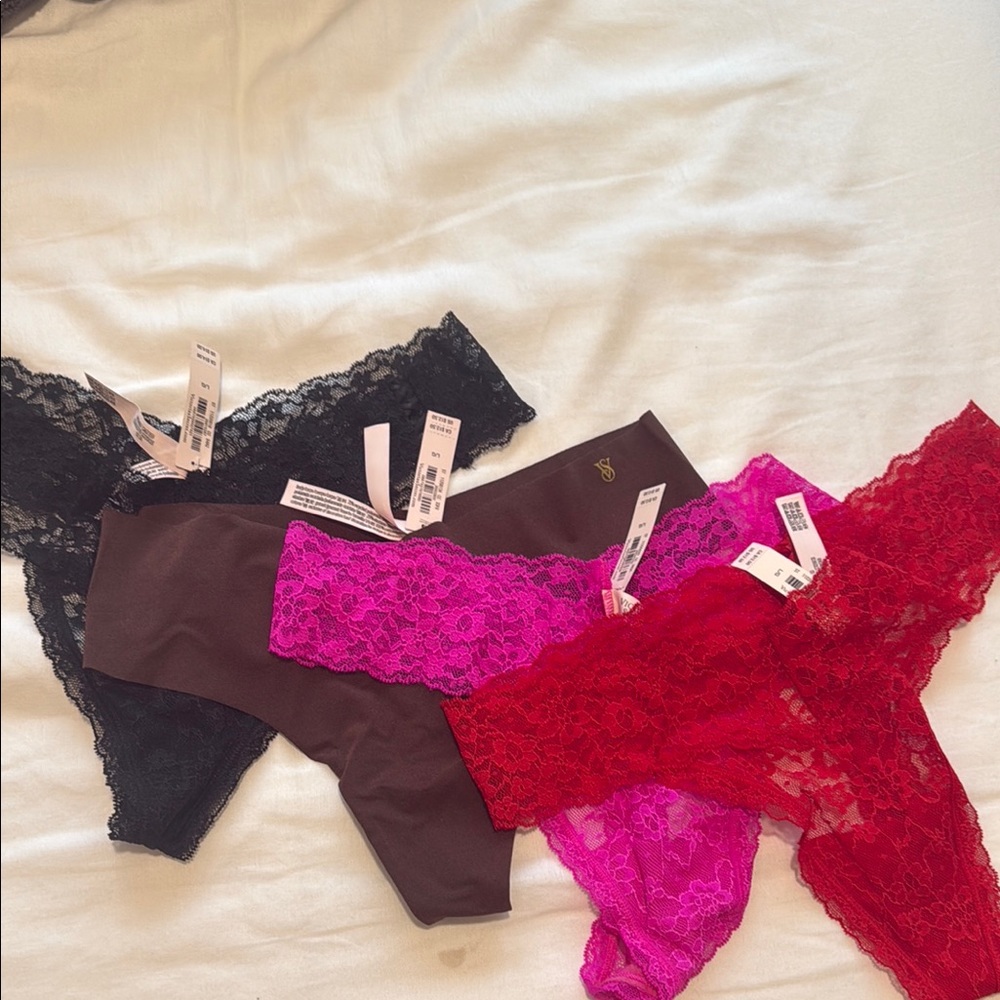 Lace and Solid Intimates Set - Black, Brown, Pink, Red